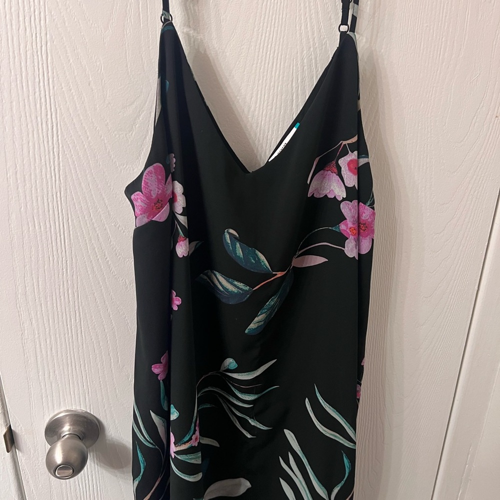Floral Black Sleeveless Dress